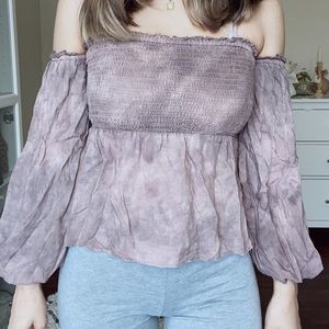 Tie dye purple off shoulder top